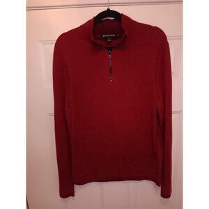 Michael Kors Men’s Large Red Sweater with Quarter Zipper – Stylish & Comfortable
